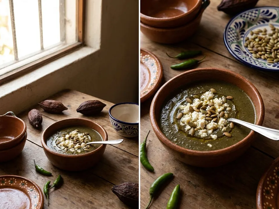 Crema de chaya espesada con avena y cacao